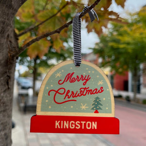 Merry Christmas Kingston Wood Ornament