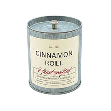 Load image into Gallery viewer, Cinnamon Roll Fall Decor Tin Soy Candle - Holiday Candles