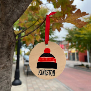 Wood Kingston Beanie Ornament