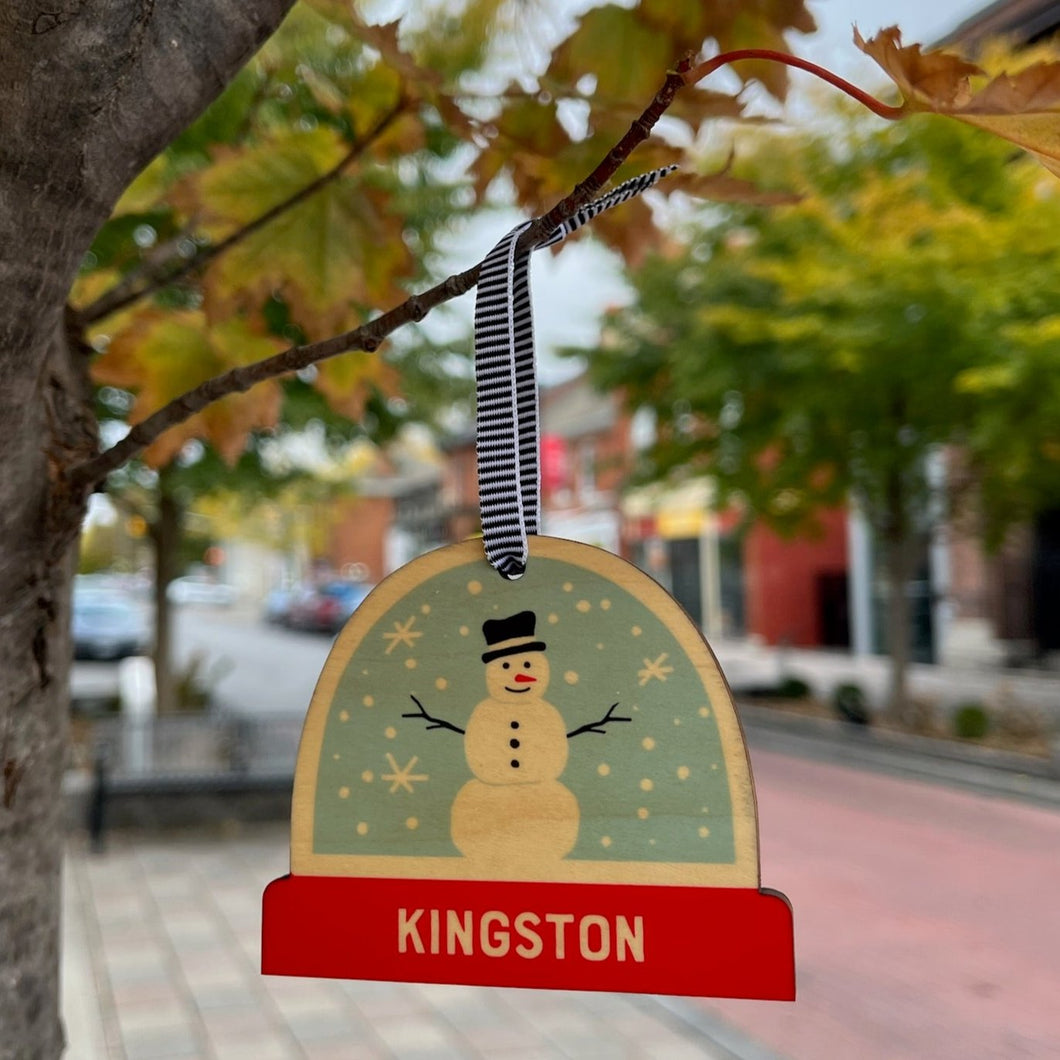 Wood Kingston Snowman Ornament