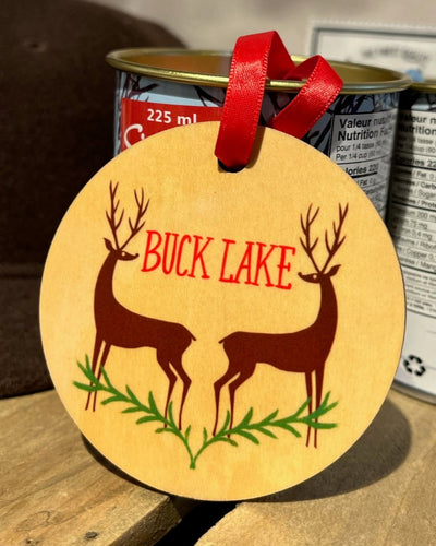 BUCK LAKE DEER WOOD ORNAMENT