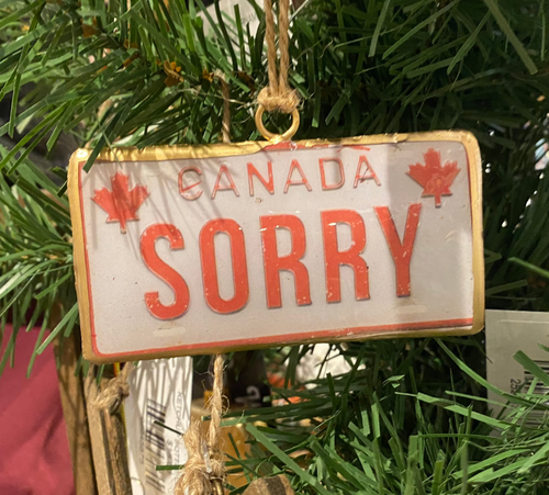 SORRY LICENSE PLATE ORNAMENT